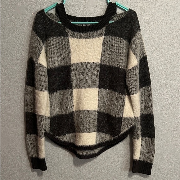 Express Sweaters - Express Monochrome Checkered Sweater